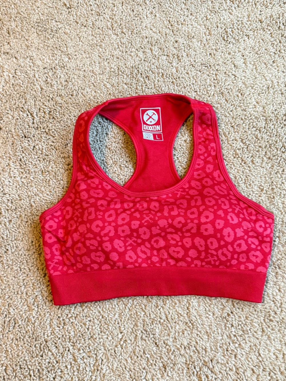 DIXXON Red Leopard Jacquard Seamless Sports Bra - Picture 3 of 5